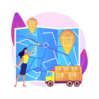 Road route choice, way selection, departure and destination points. Getting direction, guide, navigator application. Man with city map cartoon character. Vector isolated concept metaphor illustration.